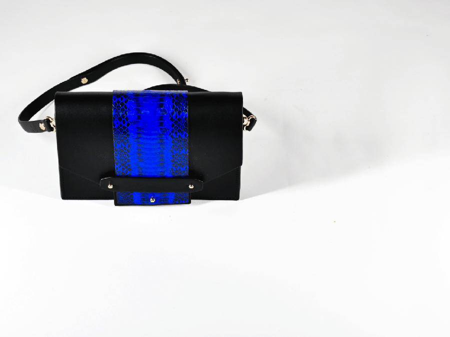 Mini sac modulable - Noir et bleu Klein motifs