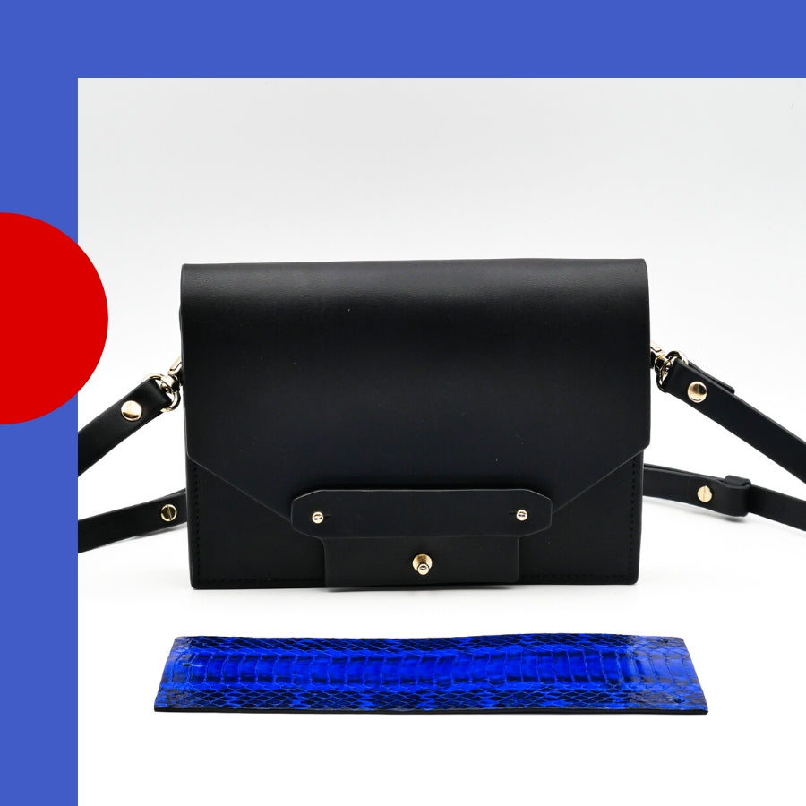 Mini sac modulable - Noir et bleu Klein motifs